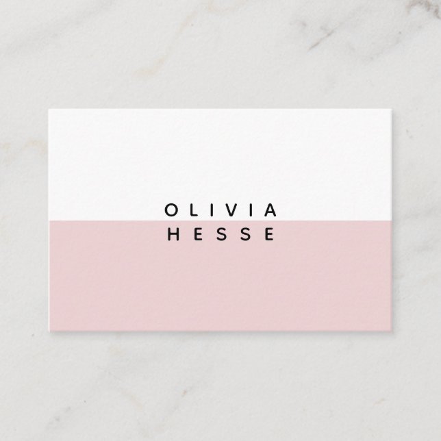 Tarjeta de visita Minimal Pink White Business Card Visitkort (Framsida)