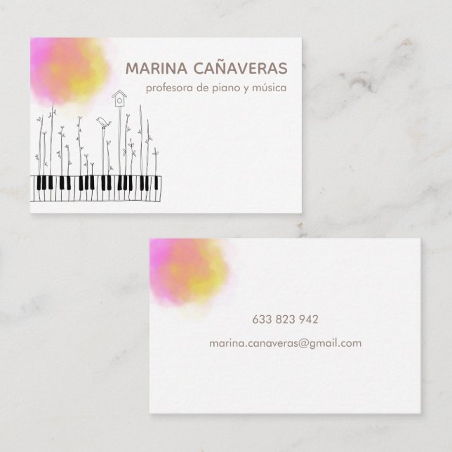 Tarjeta de visita música visitkort (Fram/baksida)