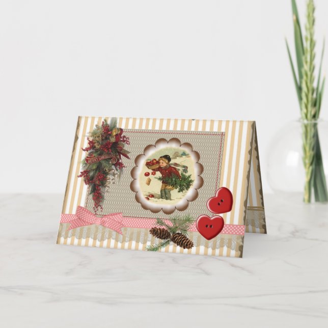 Tarjeta felicitación feliz navidad próspero helgkort (Framsida)