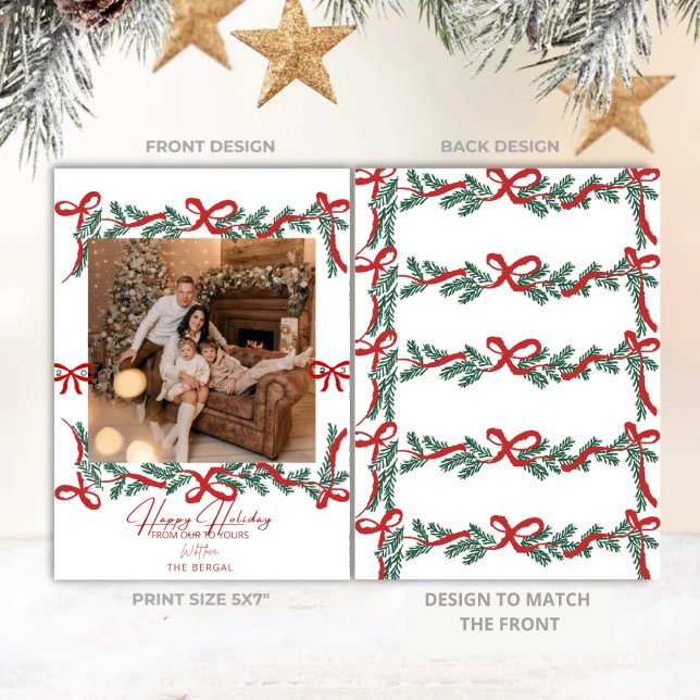 Tarjeta Festiva Garland Bows Red Julkort (Skapare uppladdad)