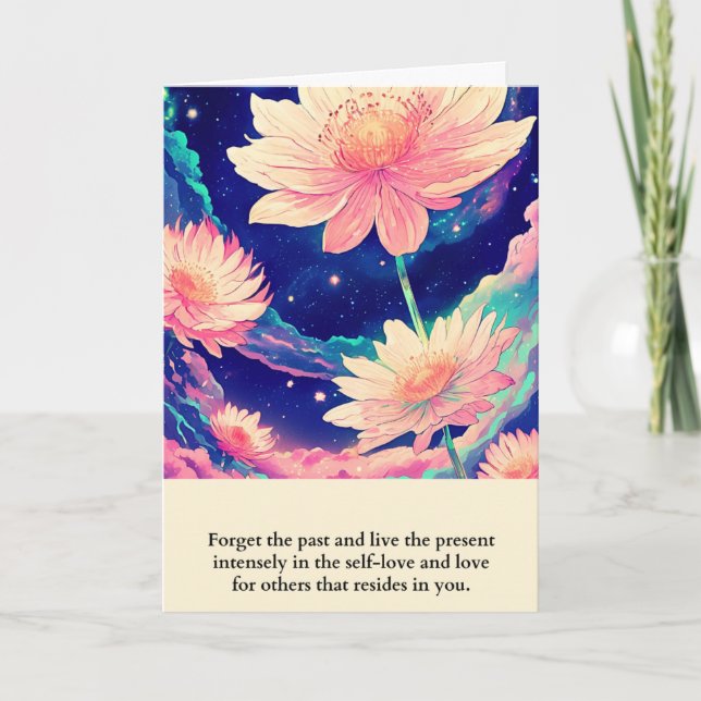 Tarjeta flowers message happy birthday kort (Framsida)