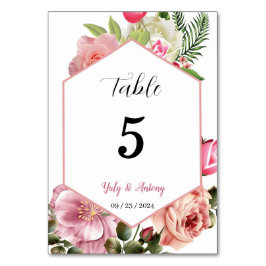 Tarjeta para mesa identificador wedding card bordsnummer