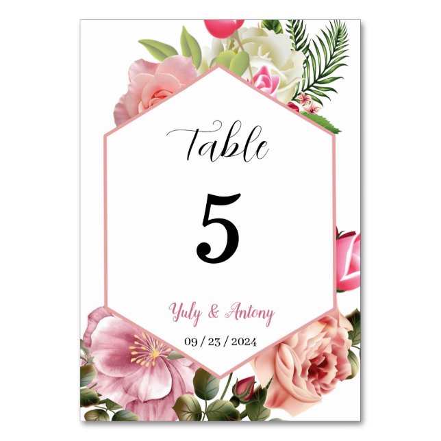 Tarjeta para mesa identificador wedding card bordsnummer (Framsidan)