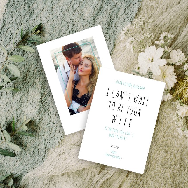 Tarjeta plana (Minimalist Funny Handwriting Future Husband Wife Card.)