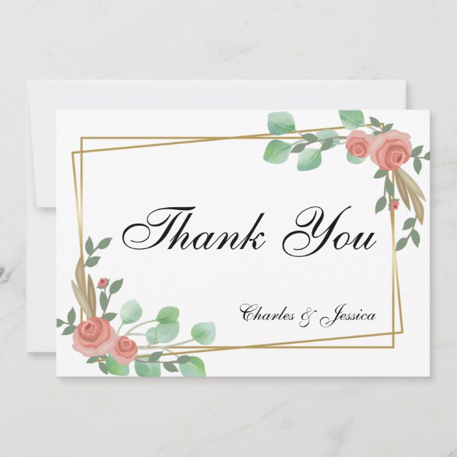 Tarjeta Thank You boda personalizada floral Tack Kort (Framsida)