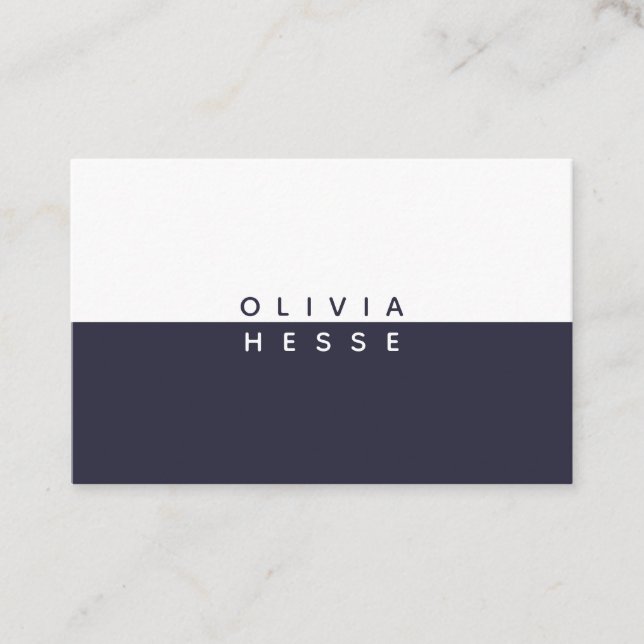 Tarjeta visita Minimal DarkBlue White BusinessCard Visitkort (Framsida)