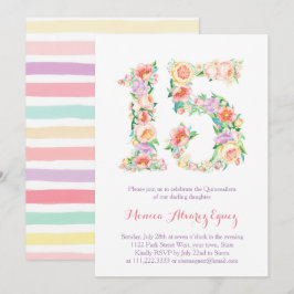 Tarjetas de Fiesta de Quince años, flores pasteles Inbjudningar