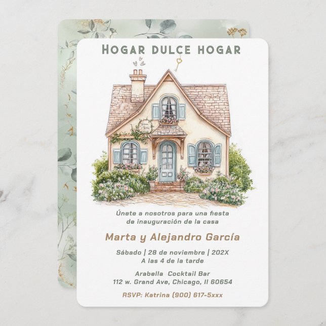 Tarjetas De Invación Para Inauguración Casa Inbjudningar (Fram/baksida)