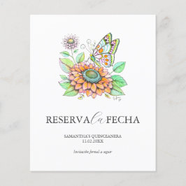 Tarjetas de ’Reserva la Fecha’ para Quinceañeras Flygblad