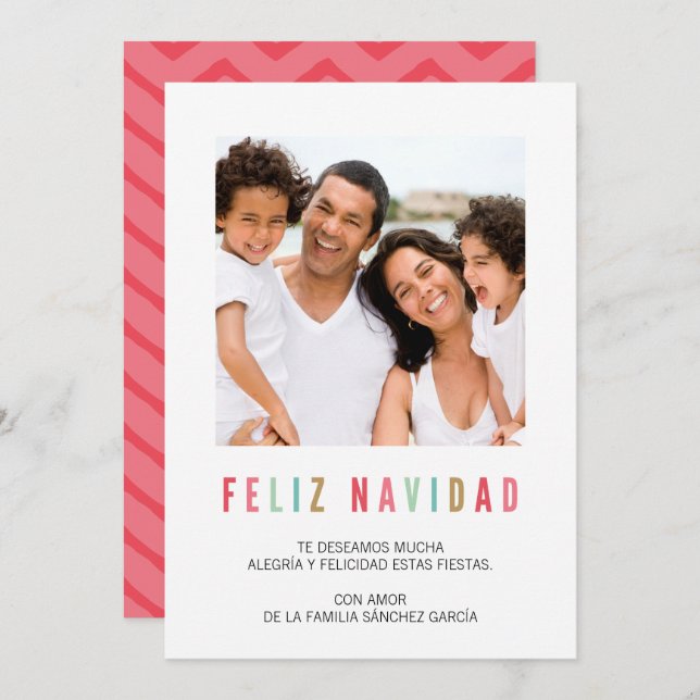 Tarjetas Navideñas de Foto | Saludos Coloridos Inbjudningar (Fram/baksida)