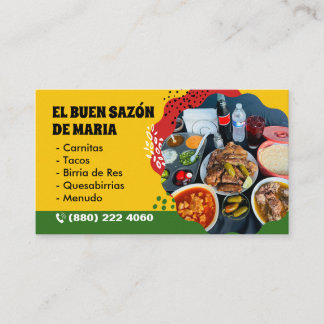 Tarjetas para Venta de Comida Mexican Food Visitkort