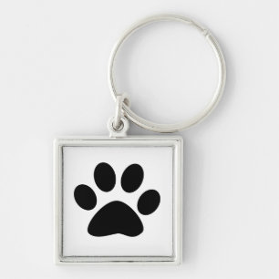 Tarmönster Hund Mamma Pappa Julpresent Favor Fyrkantig Silverfärgad Nyckelring