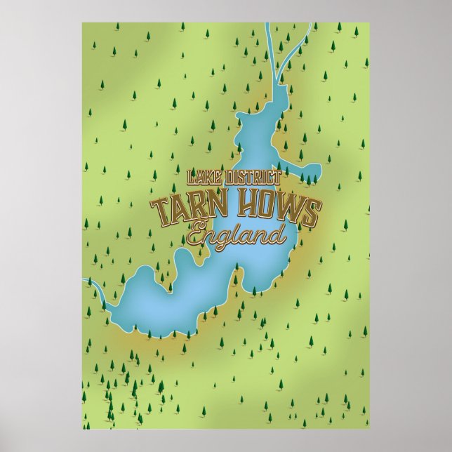 Tarn Hows, sjödistriktet, reskarta. Poster (Framsidan)
