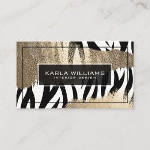 Tarnerat Guld Glitter & Black & White Zebra Visitkort