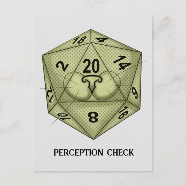 Tärning. Katt. T20. Perceptionskontroll Vykort (Framsida)