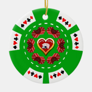 TÄRNING OCH FÖR POKERCHIP FÖR ROYAL SLÄT PRYDN JULGRANSPRYDNAD KERAMIK