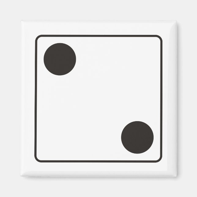 Tärning prickar 2 + din bakgrund. magnet (Framsidan)
