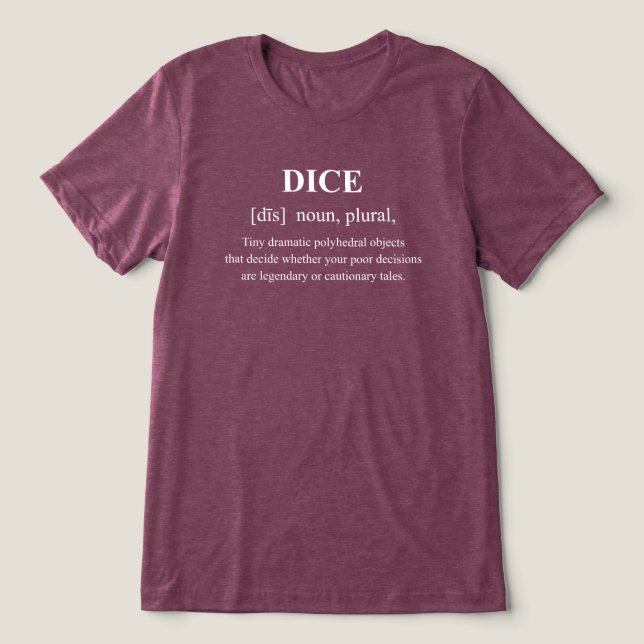 Tärningar Rolligt Spel RPG Definition Med Vit Text T Shirt (Design Framsida)