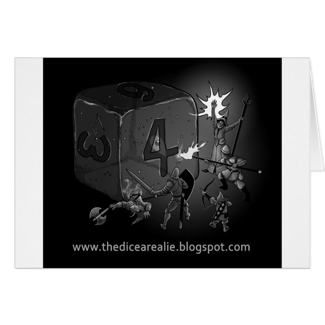 Tärningen är en ljuga hälsningskort (Framsidan Horizontal)