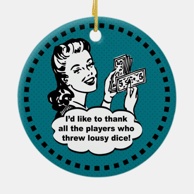 Tärningen spelar vinnaren julgransprydnad keramik (Baksidan)