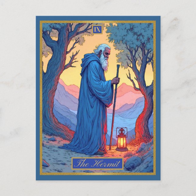 Taroillustration, Eremiten Vykort (Framsida)