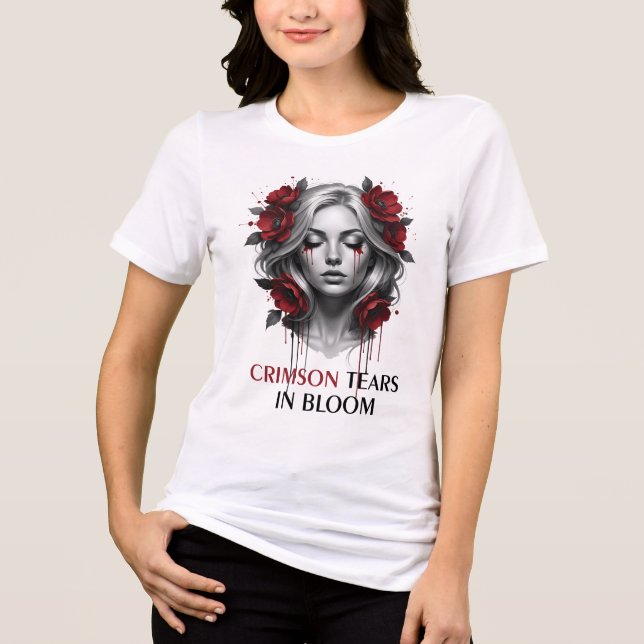 Tåror av scharlakansrött i blom t shirt (Framsida)