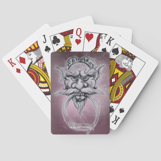 TAROT/ANTIQUE FANTASY GROTESQUE MASK Black Purple Casinokort (Baksidan)