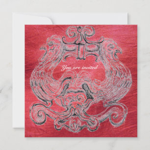 TAROT/ ANTIQUE FLORENTINE GROTESQUE Red Black Inbjudningar