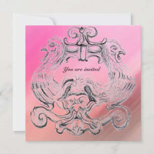 TAROT/ ANTIQUE FLORENTINE GROTESQUE Rosa Inbjudningar