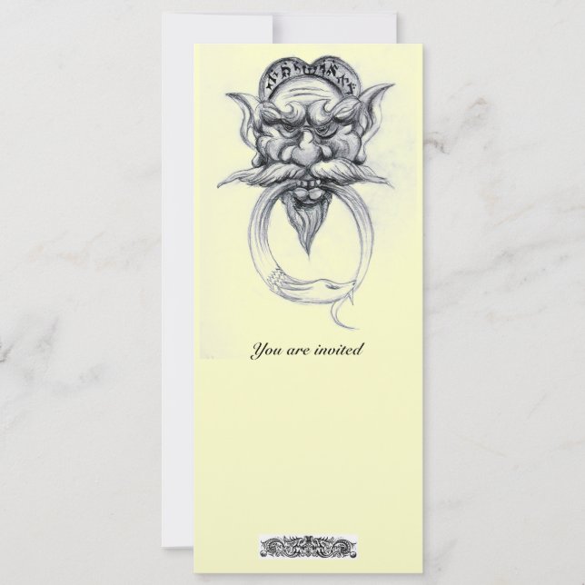 TAROT/ANTIQUE GROTESQUE FANTASY Black White Pearl Inbjudningar (Framsida)