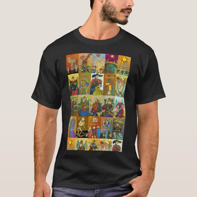 Tarot av Marseille t-shirt hel däckskonst färgstar (Framsida)