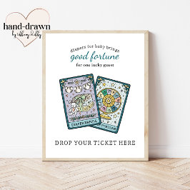 Tarot Baby Shower Blöja-Lottning Bordsskylt Poster