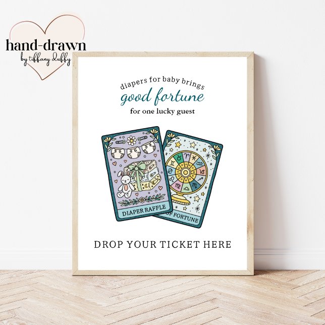 Tarot Baby Shower Diaper Raffle Table Sign Poster (Skapare uppladdad)