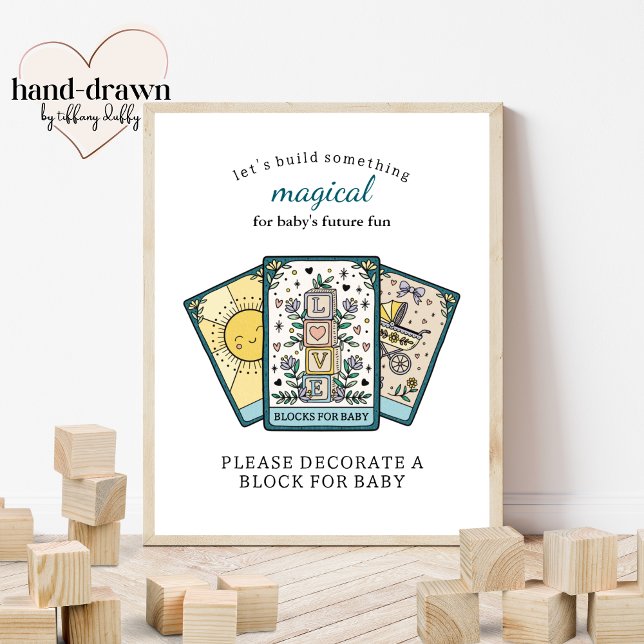 Tarot Baby Shower Frameable Blocks for Baby Sign Poster (Skapare uppladdad)