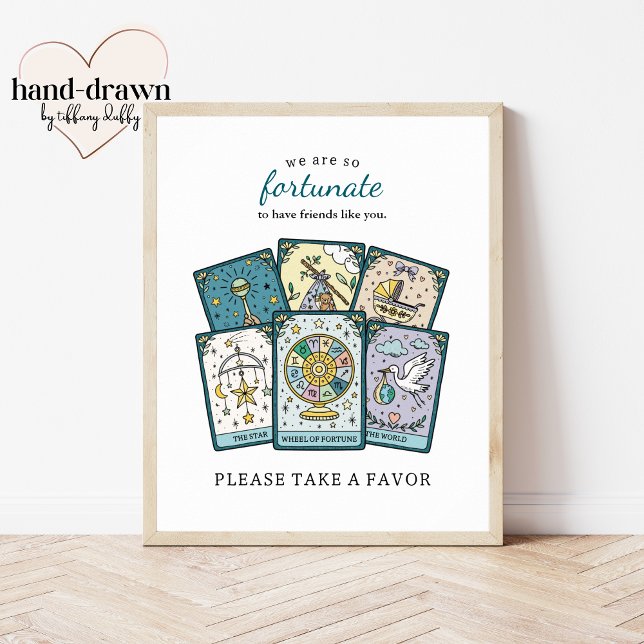 Tarot Baby Shower Party Favor Frameable Table Sign Poster (Skapare uppladdad)