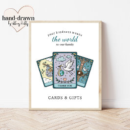 Tarot Baby Shower Rambar Presentkort Bordsskylt Poster