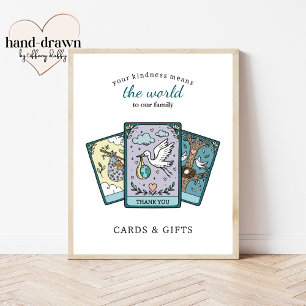 Tarot Baby Shower Rambar Presentkort Bordsskylt Poster