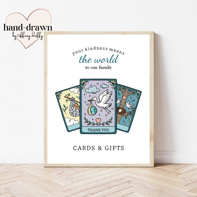 Tarot Baby Shower Rambar Presentkort Bordsskylt Poster (Skapare uppladdad)