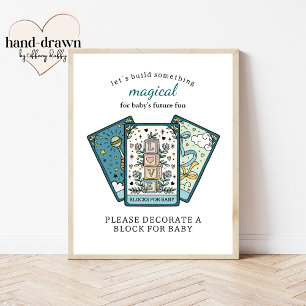Tarot Baby Shower-ramblock för Baby-tecken Poster