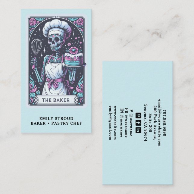 Tarot Bagare Konditor Efterrätter Catering Visitkort (Fram/baksida)