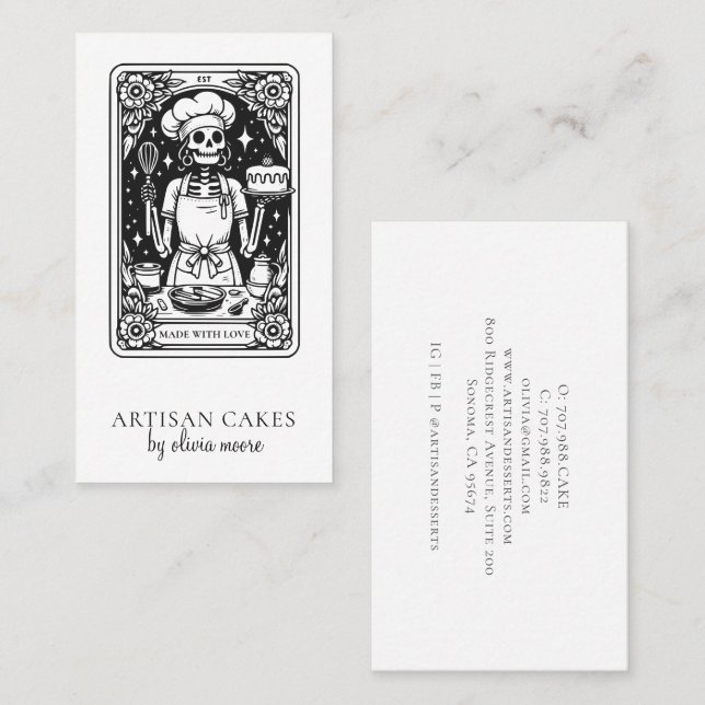 Tarot Bagare Konditor Visitkort (Fram/baksida)