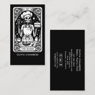 Tarot Baker Black White Pastry Chef Dessert Visitkort