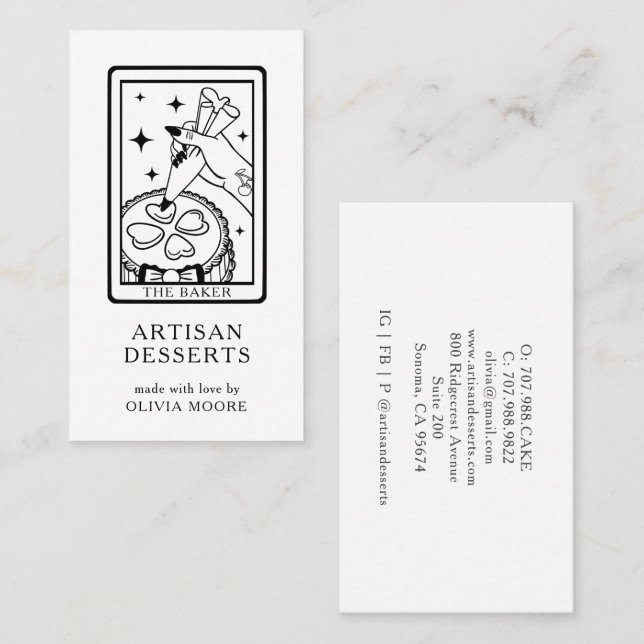 Tarot Baker Pastry Chef  Visitkort (Fram/baksida)