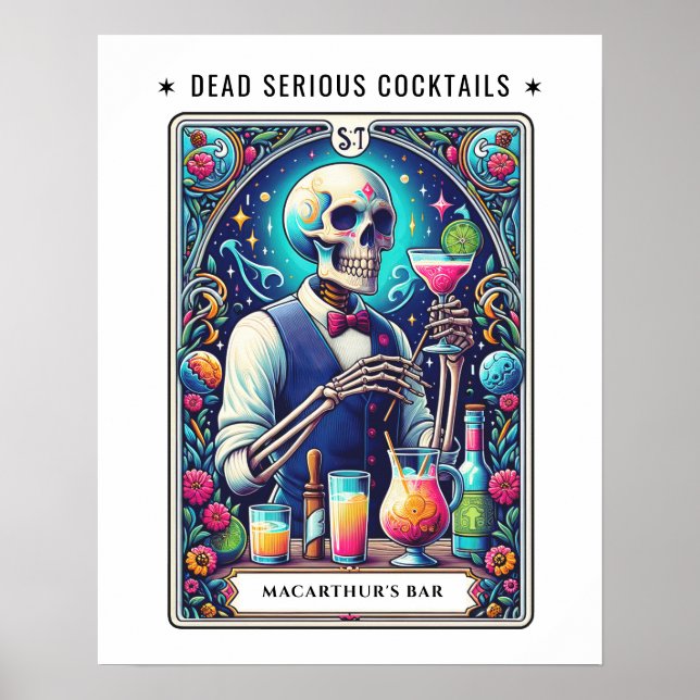 Tarot Bartender Bar Dödligt Allvarliga Drinkar Poster (Framsidan)