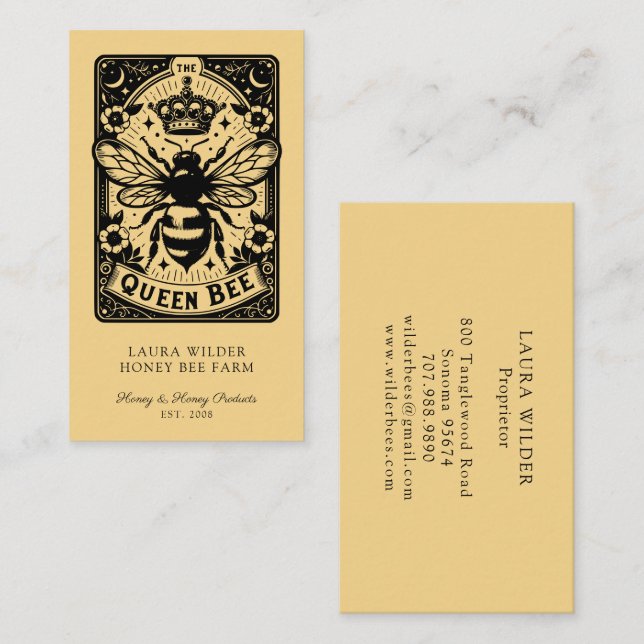 Tarot Bietema Honey Bee Apiary Farm Biodlare Visitkort (Fram/baksida)