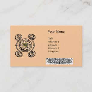 TAROT Black Rosa Celtic Teckning Gemstone Monogram Visitkort