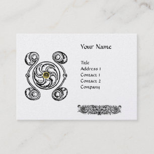 TAROT BLACK WHITE CELTIC TECKNING GRÅTT GEM MONOGR VISITKORT