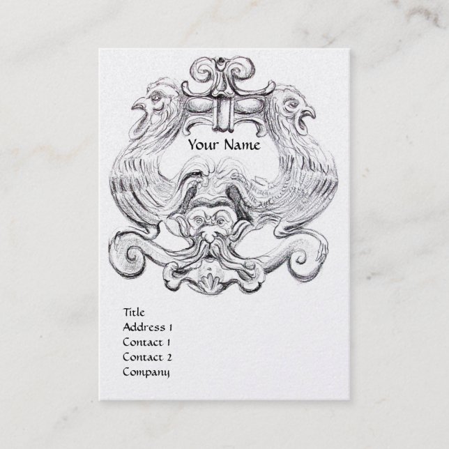 TAROT BLACK WHITE GROTESQUE TECKNING MONOGRAM Pear Visitkort (Framsida)