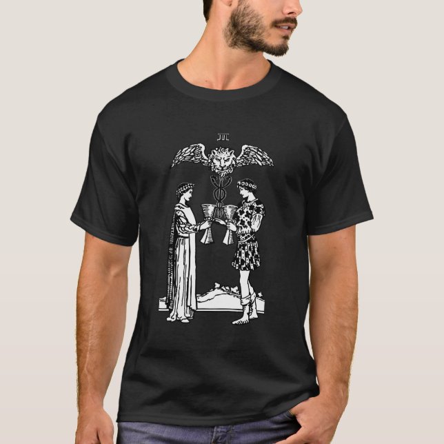 Tarot Card 2 av Kopp 2 av Kopp Tarot T Shirt (Framsida)