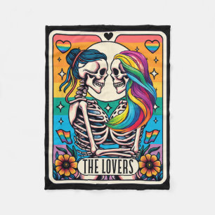 Tarot Card, Älskare Rainbow Kissing Lesbisk Skel Fleecefilt